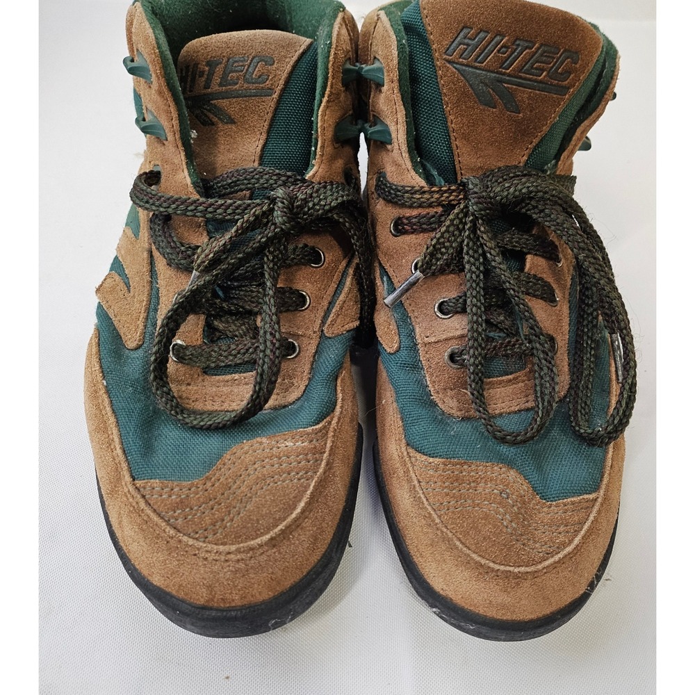 Hi-Tec Mt. Diablo Mens Hiking Boots Brown Green Leather Mid Top Size 10 US
